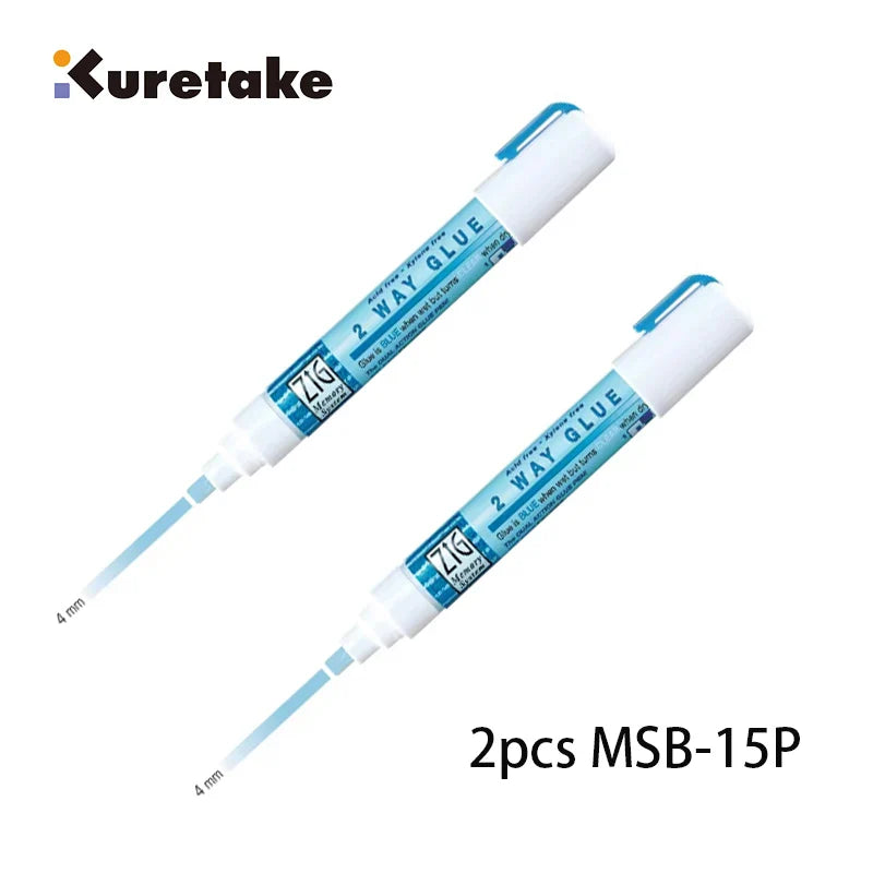 Kuretake Zig 2-Way Glue Pen – Precision Adhesive for Crafts, Scrapbooking & Art (1mm/2mm/4mm/15mm)