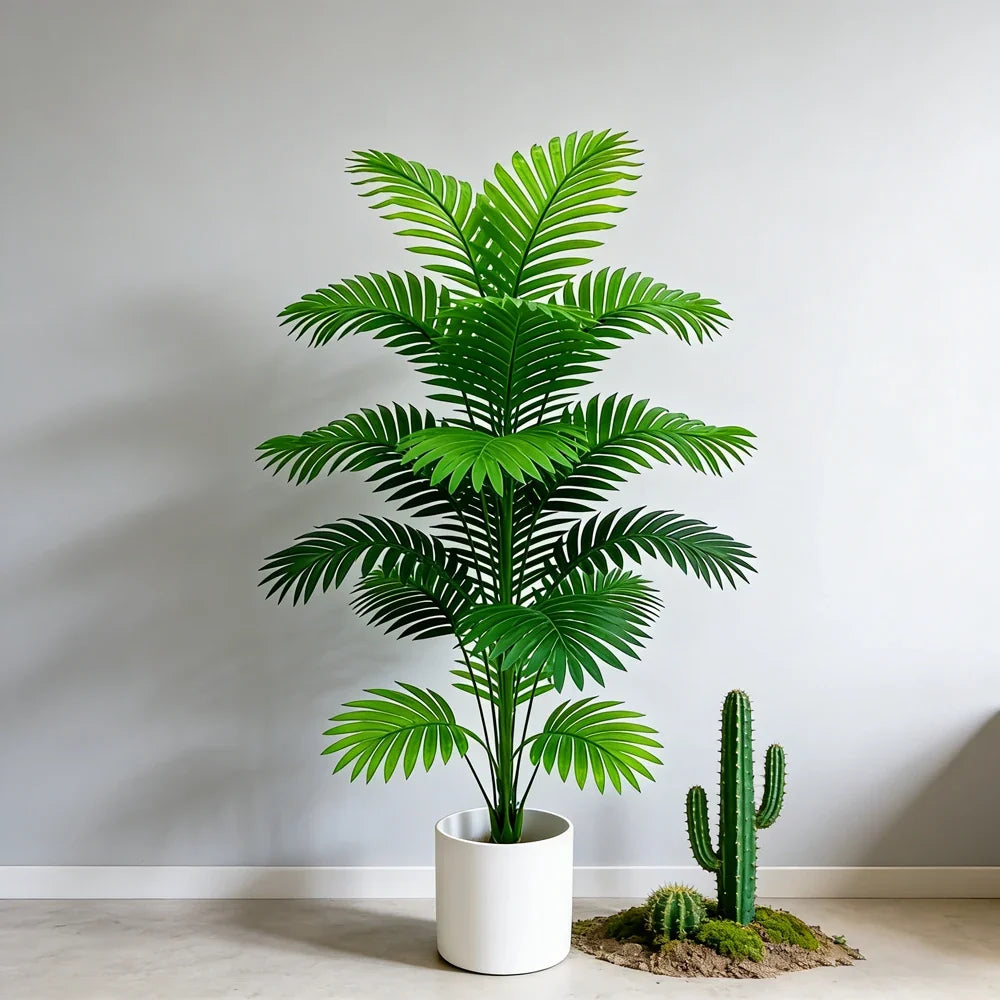 60-80cm Artificial Palm Tree - Faux Monstera & Maranta Leaves for Indoor Home Decor