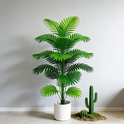 60-80cm Artificial Palm Tree - Faux Monstera & Maranta Leaves for Indoor Home Decor