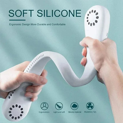 New Mini Neck Fan – Portable Bladeless Hanging Air Cooler with 1200mAh Rechargeable Battery, 3-Speed Summer Sports Fan