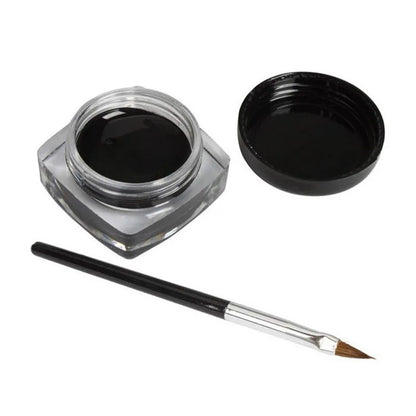 Black Eyeliner Cream - Waterproof, Long-Lasting Gel with Brush Set for Stunning Eyeshadow & Eyeliner Makeup!