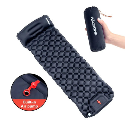 Outdoor Ultralight Inflatable Camping Mattress - Sleeping Pad with Pillows and Built-In Inflator Pump for Hiking
