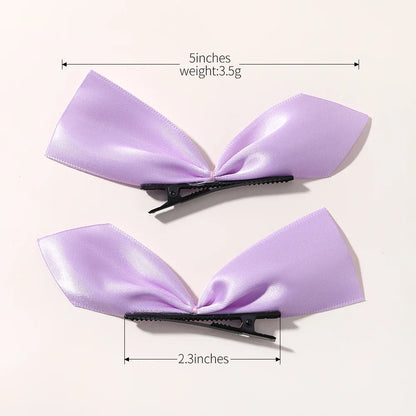 2pcs Black & White Ribbon Hair Bow Clips – Vintage Bowknot Side Hairpins, Cute Barrettes for Girls & Women, Headdress Accessories