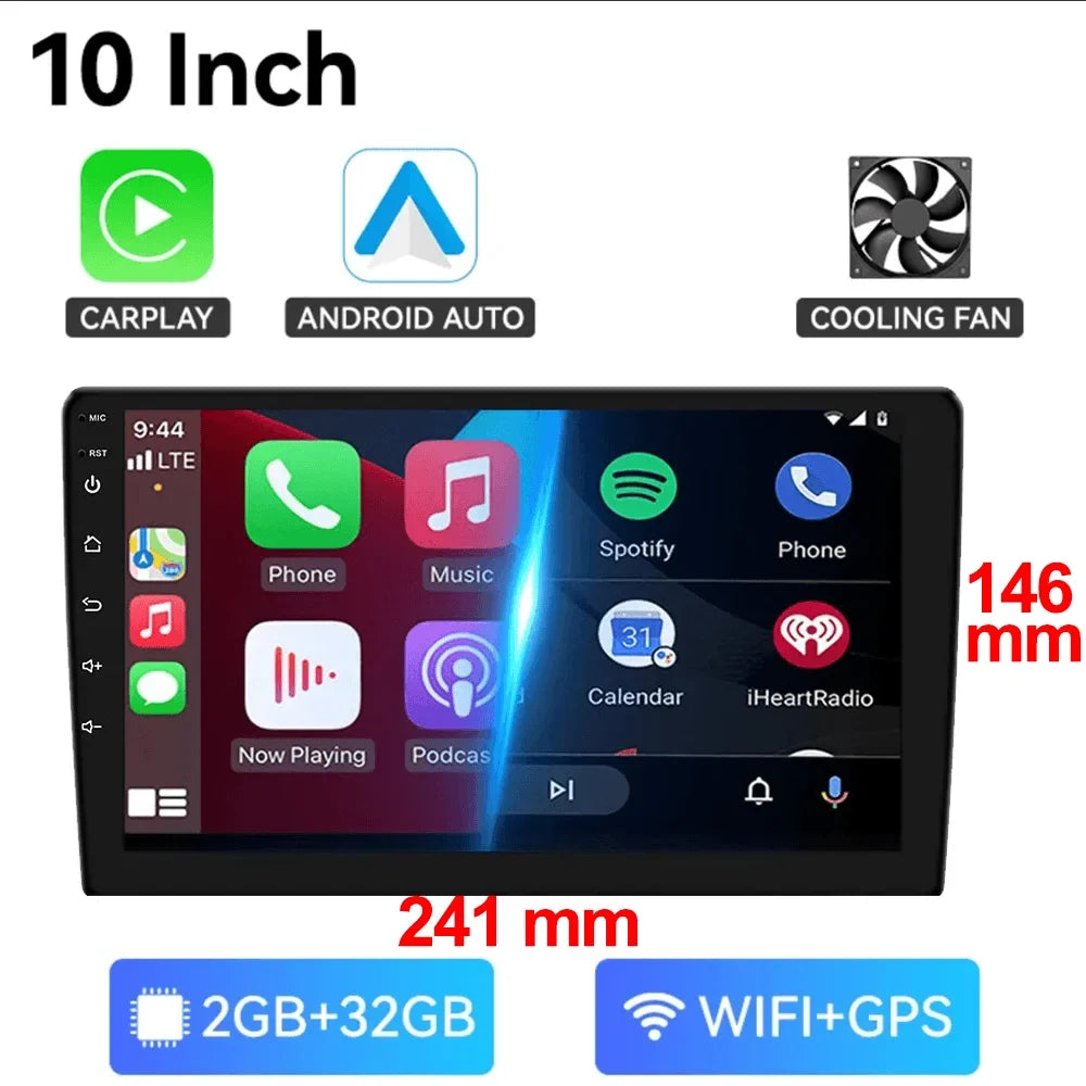 7/9/10-Inch Android 13 Car Radio - Wireless CarPlay, Bluetooth, 64GB Multimedia Stereo