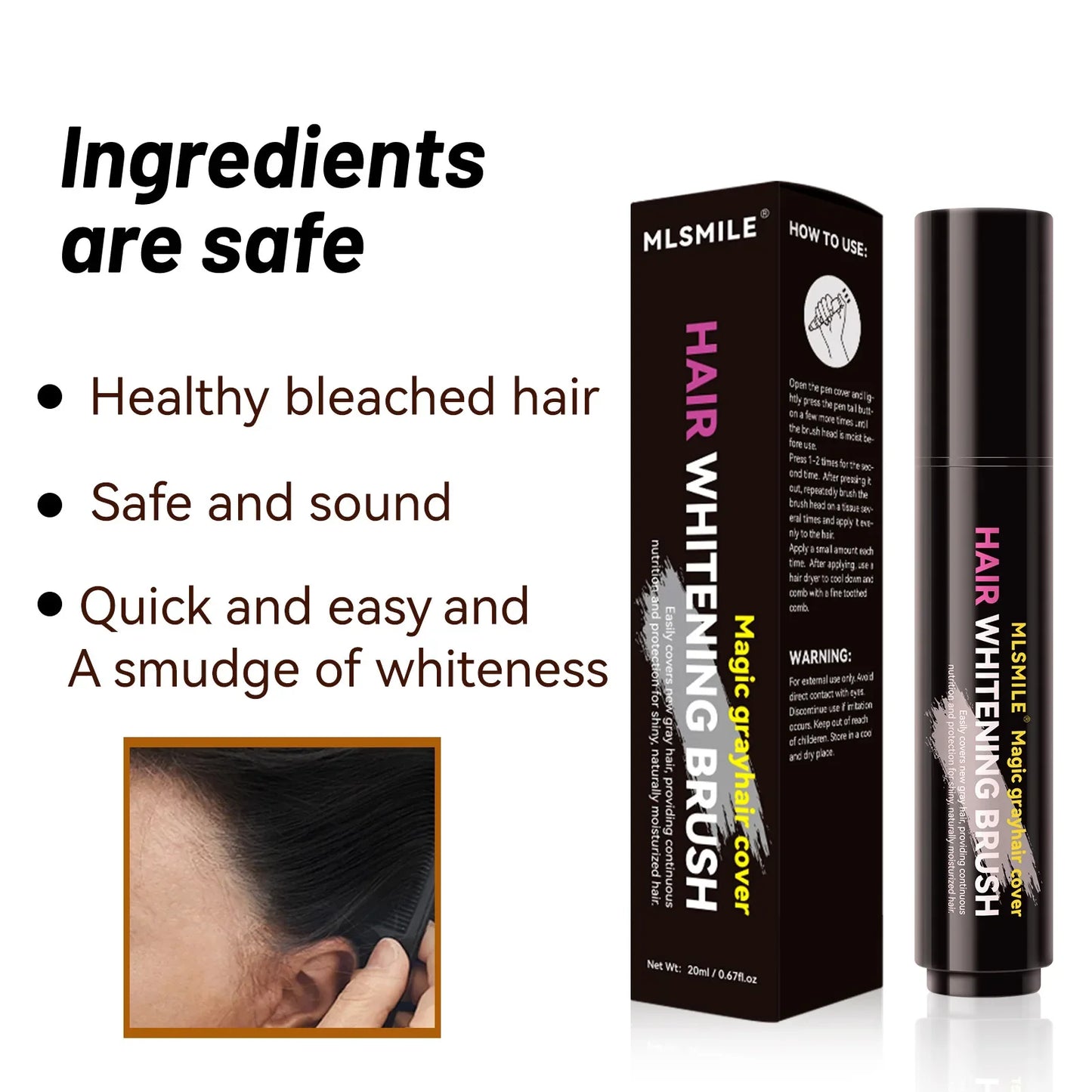 4-Color Hair Dye Touch-Up Pen — Convenient Cream Stick for Covering White Hair, Disposable Local Hair Coloring