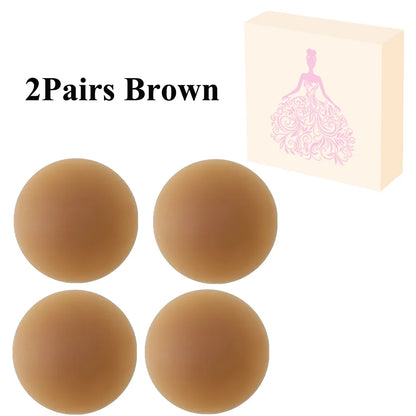 2 Pairs Ultra-Thin Silicone Nipple Covers – Reusable Adhesive Breast Pasties, Invisible Boob Protection Stickers