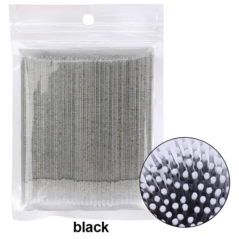 100pcs Eyelash Cleaning Brushes – Micro Cotton Swabs for Lash Extensions & Makeup Remover