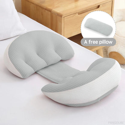 PANGDUBE Pregnancy Pillow — Cotton Body Pillow with Free Waist Support Auxiliary Pillow for Pregnant Women Sleeping