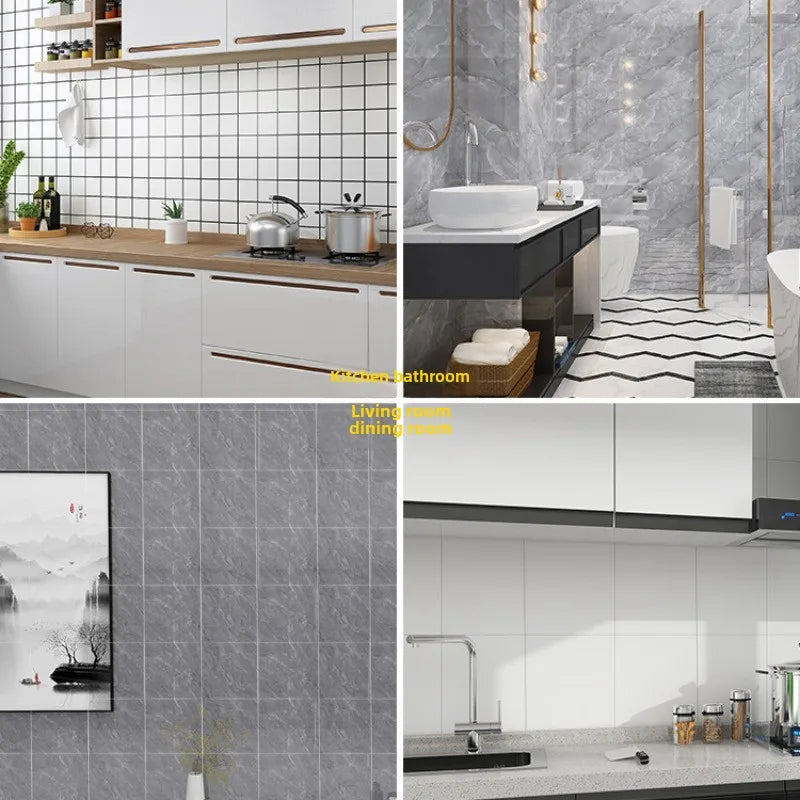 PVC Marble Wall & Floor Stickers - Waterproof Self-Adhesive Tile Decor for Kitchen & Bathroom