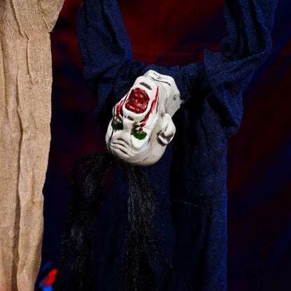 Halloween Hanging Ghost Decoration — Movable Skeleton Horror Prop with Long Hair for Haunted House and Bar 2025
