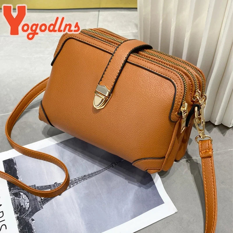 Yogodlns Women’s PU Leather Phone Shoulder Bag - Small Square Crossbody Messenger Handbag