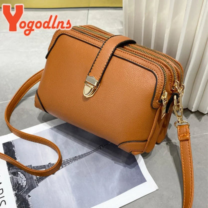 Yogodlns Women’s PU Leather Phone Shoulder Bag - Small Square Crossbody Messenger Handbag