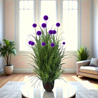 Purple Bulbous Artificial Grass Plants – Decorative Faux Greenery for Home, Festival, Party & Courtyard Garden Decor