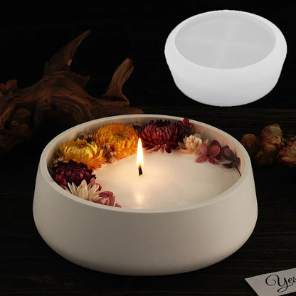 Round Bowl Cement Candle Cup Vessel Mold | Large Terrazzo Candle Bowl Silicone Concrete Mold | Handmade Flowerpot Clay Mold
