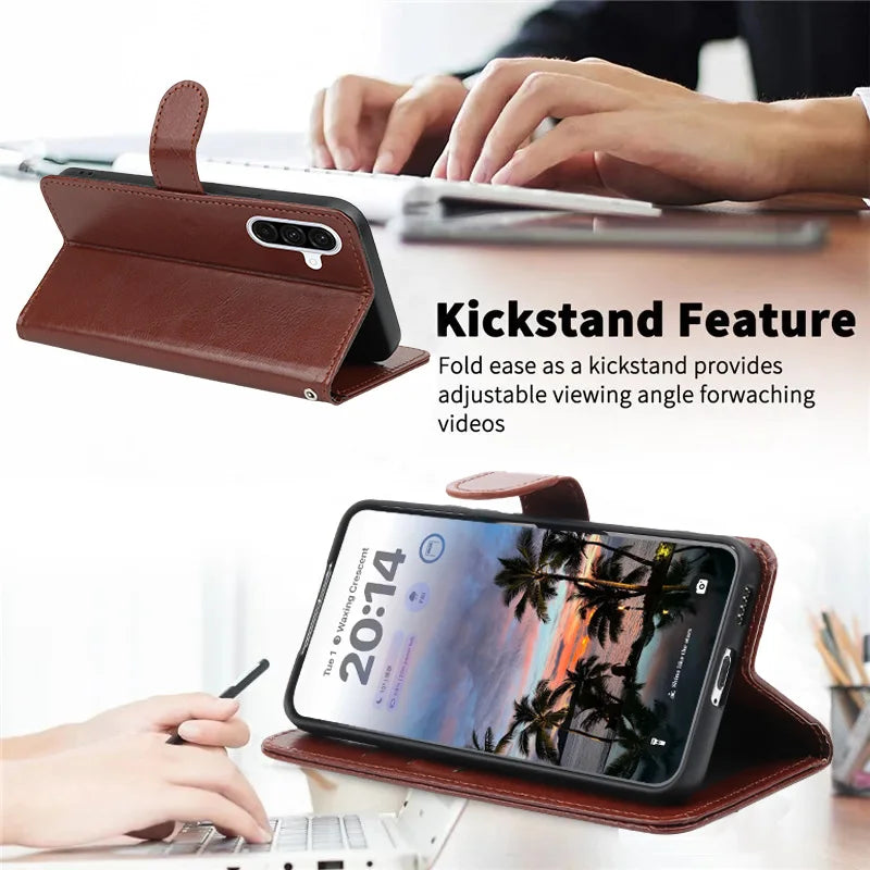Samsung Galaxy A17–A07–A06–A05–A05S–A04E–A04–A04S–A16–A15–A25–A35–A55–A54–A34–A24–A02 Case - Flip Leather Wallet Cover with Card Slot