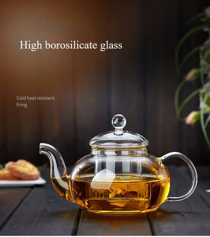 400ml/1000ml Heat-Resistant Glass Teapot – Kung Fu Teaware Set with Tea Strainer for Puer, Oolong, Barley