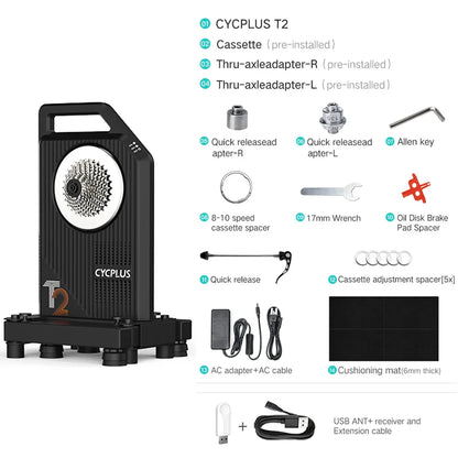 CYCPLUS T2 Indoor Cycling Trainer — Direct Drive Exercise Bike with ANT+ & BLE 5.0 Power Meter