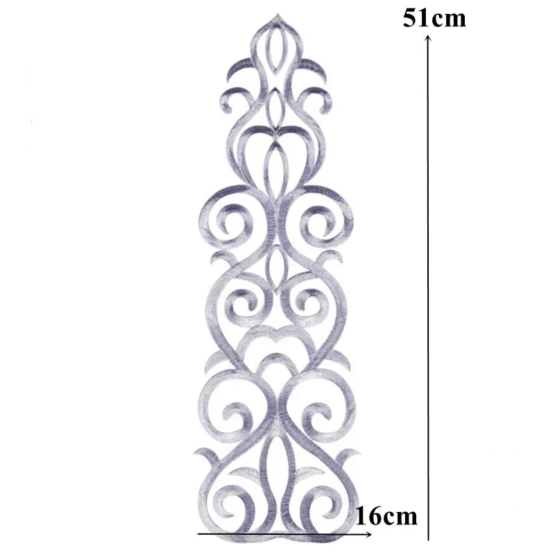 Silver Baroque Sequin Flower Applique – Embroidered Iron-On Patch for Wedding & DIY Crafts