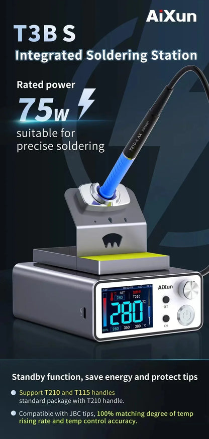 AIXUN T3A/T3B Intelligent Soldering Station – Rework Station for PCB & BGA Soldering with T115/T210/T245/T12 Tools