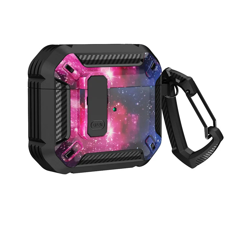 Carbon Fiber Shockproof Case for AirPods Pro 1/2 & AirPods 3 – Protective Headset Cover with Switch