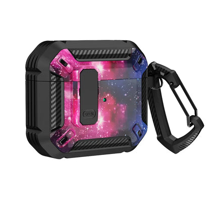 Carbon Fiber Shockproof Case for AirPods Pro 1/2 & AirPods 3 – Protective Headset Cover with Switch