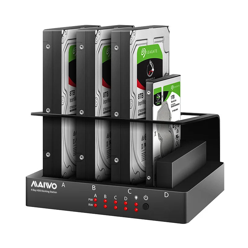 4-Bay SATA to USB 3.0 Hard Drive Enclosure – External Multi-Bay Docking Station for 2.5" & 3.5" HDD/SSD