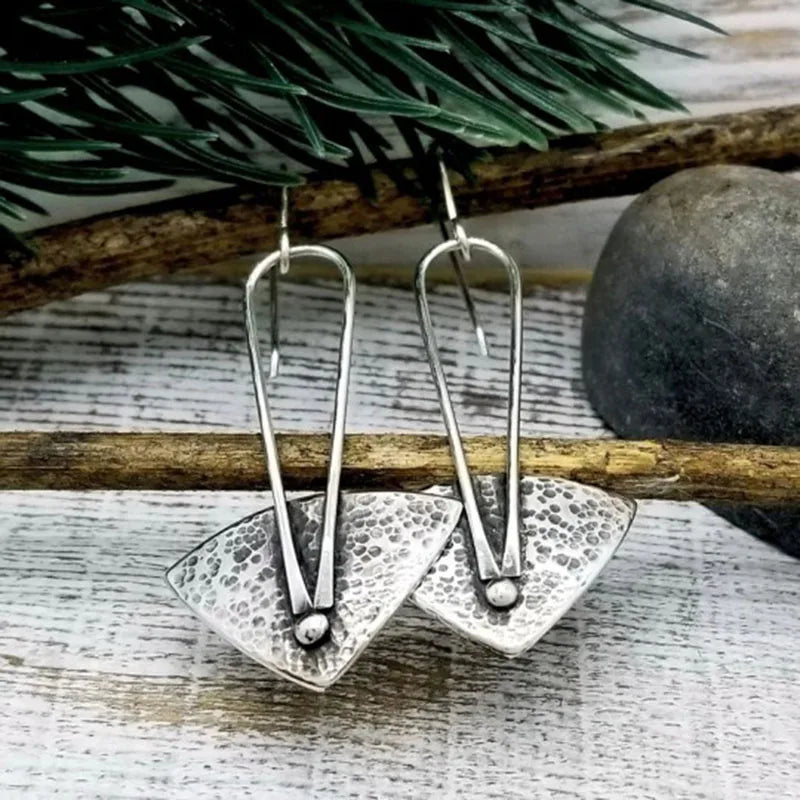 Vintage Ethnic Antique Metal Drop Earrings – Hollow Handmade Punk Statement Dangle Earrings for Women Jewelry