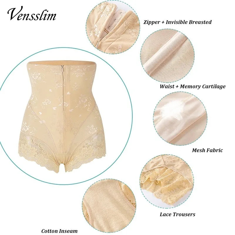 Vensslim High Waist Trainer Body Shaper Panties: Zipper Closure for Tummy and Belly Control - Slimming Shapewear Girdle Waist Trainer for Women