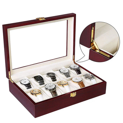 Luxury Wooden Watch Box Organizer – 1/2/3/5/6/10/12 Grid Slots Display Case for Men & Women Watches Jewelry