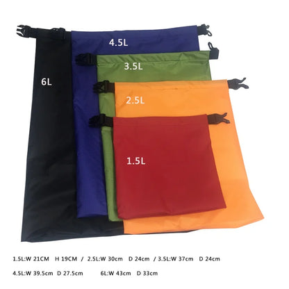 5pcs Waterproof Dry Bags — Outdoor Camping, Hiking, Kayaking, Rafting & Swimming Storage Sack Pack