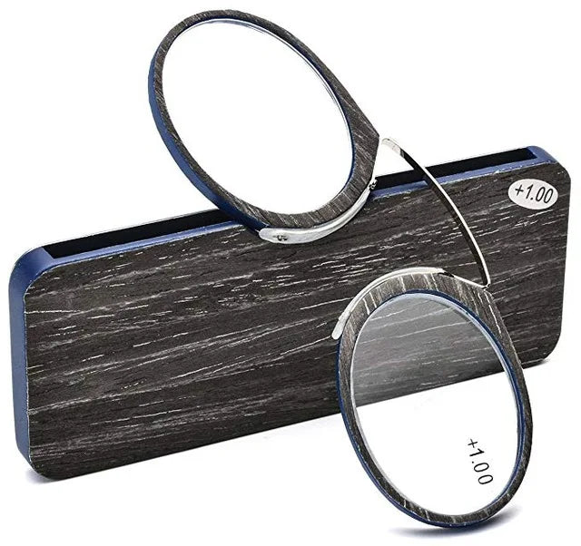 NONOR Magnifying Nose Clip Reading Glasses - Ultralight TR90 No Arm Portable Eyewear with Case +1.0 to +3.0 Lens