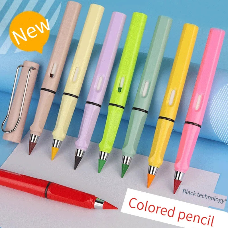 12-Color Everlasting Pencil Set with Eraser - Unlimited Writing & Erasing Pens for Kids, School & Art Supplies
