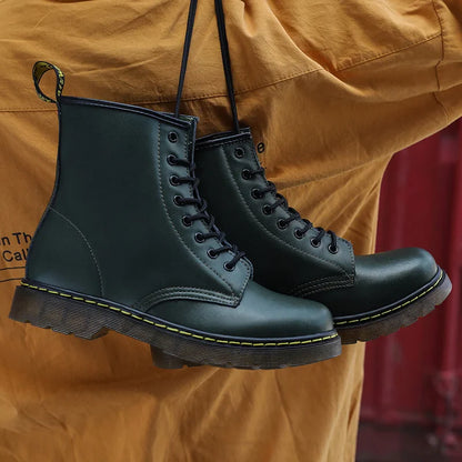 Men's Genuine Leather Six-Hole Boots – Classic British Style Riding Ankle Boots for Outdoor Wear, Size 35-48