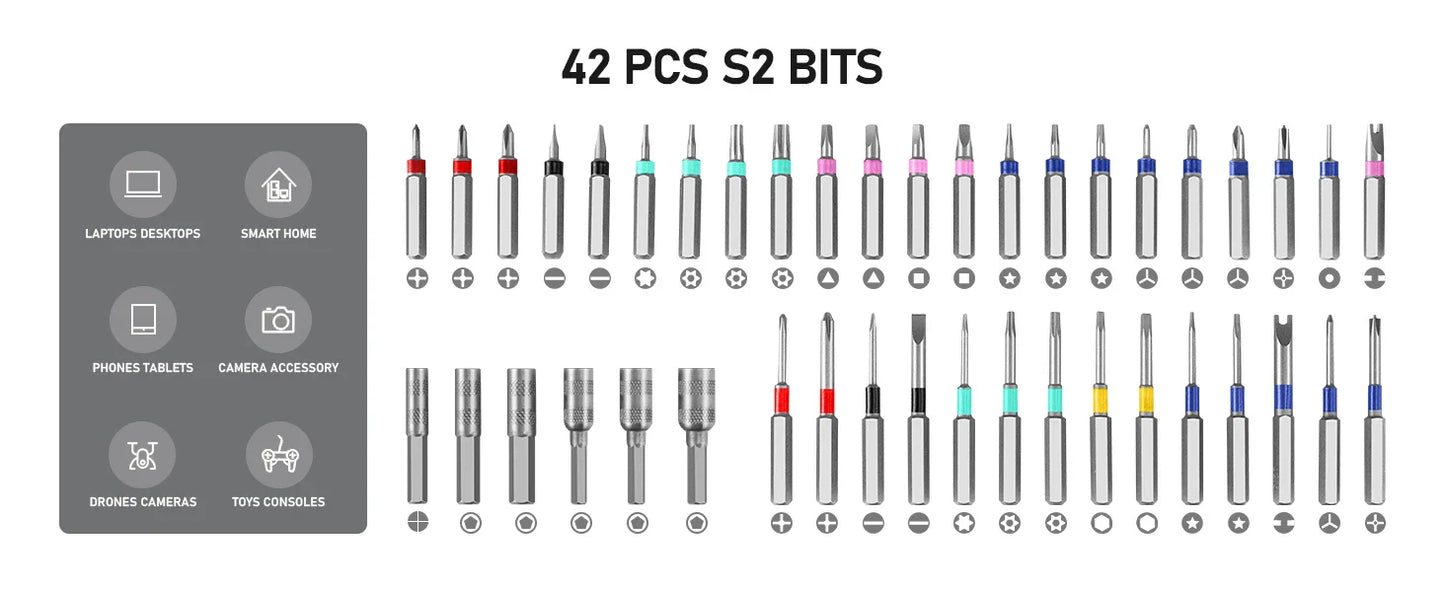 71-in-1 Precision Electric Screwdriver Set — Cordless with 48 Magnetic Bits, Phillips, LED, Torque Control & Tweezers for PC & Phone Repair