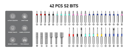 71-in-1 Precision Electric Screwdriver Set — Cordless with 48 Magnetic Bits, Phillips, LED, Torque Control & Tweezers for PC & Phone Repair