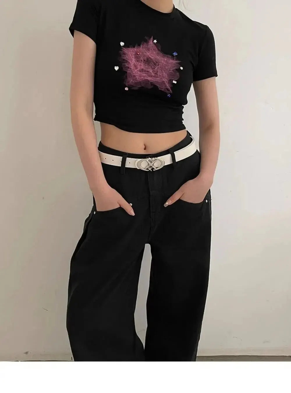 Women’s Punk Star Buckle Belt – Cross Metal Vintage Gothic Y2K PU Leather Waistband for Pants & Jeans, Unisex Fashion Belt