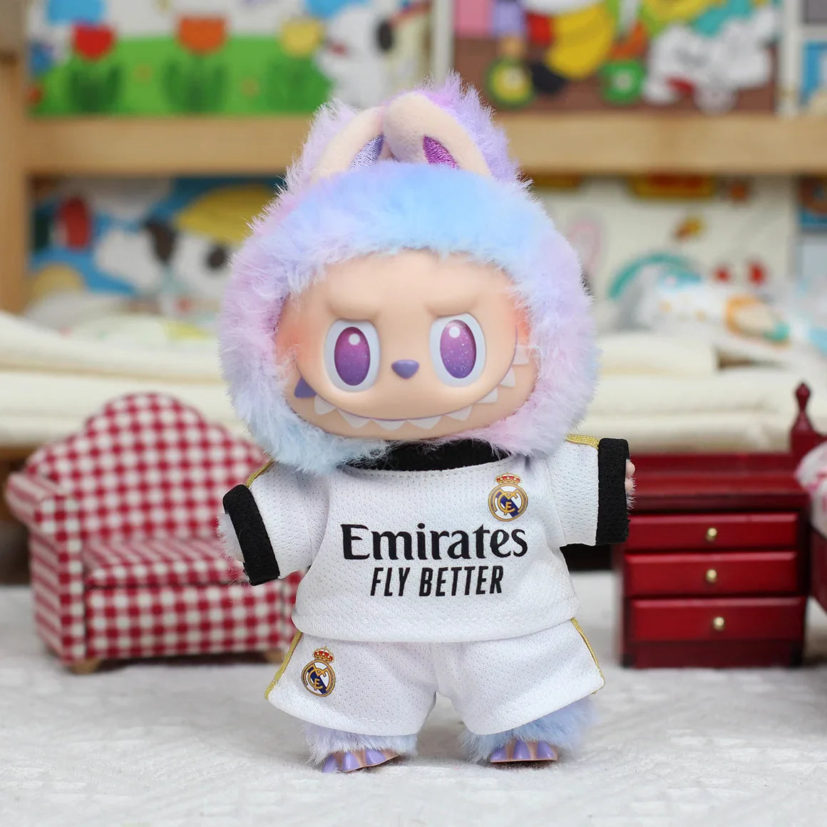 17cm Labubu Doll Clothing DIY Football Sportswear – Size 7 Vinyl Pendant Toy for Boys V1 V2 V3