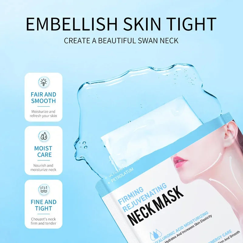 10pcs SADOER Hyaluronic Acid Neck Masks – Collagen Firming & Moisturizing Skincare for Neck
