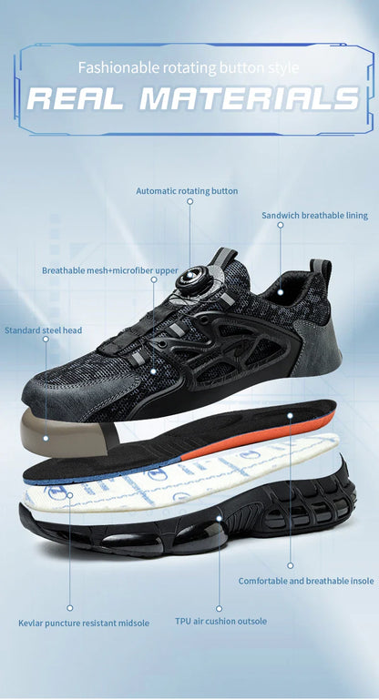Steel Toe Men’s Work Boots – Lightweight Indestructible Safety Shoes, Anti-Smash & Anti-Puncture Sneakers