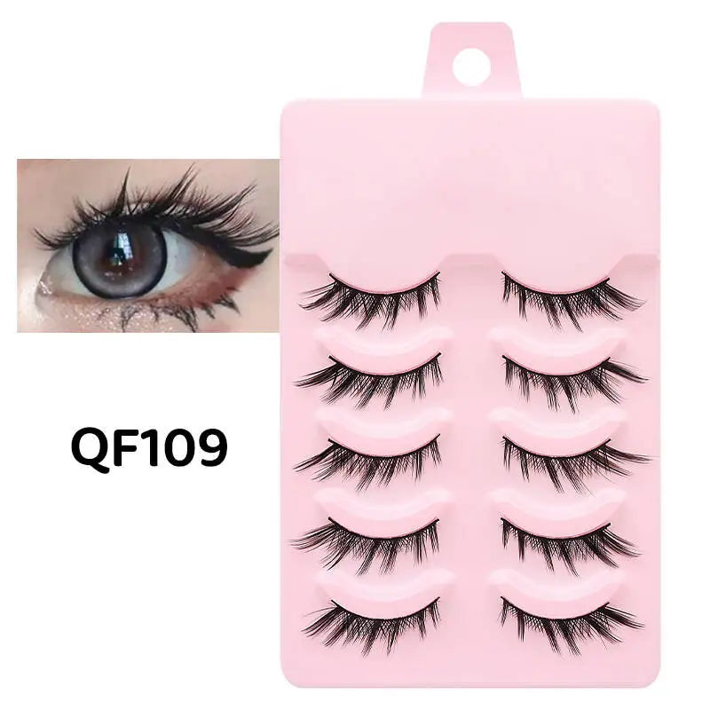 DINGSEN 5 Pairs Manga Style False Eyelashes — Soft, Natural, Long Anime Wispy Strip Lashes for Makeup