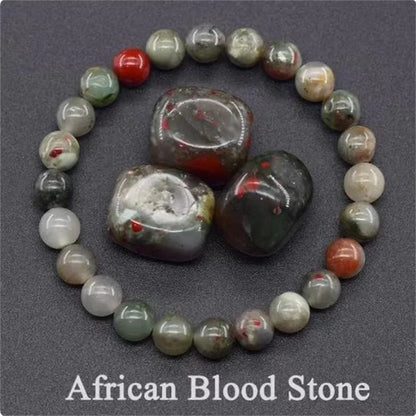 8MM Natural Epidote Zoisite & Lava Stone Bead Bracelet - Tiger Eye & Quartz Jewelry for Women