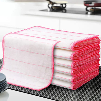 Anti-Oil 8-Layer Microfiber Kitchen Towel: Thicken, Absorbent Cloth for Daily Dish Cleaning - 30cm Size