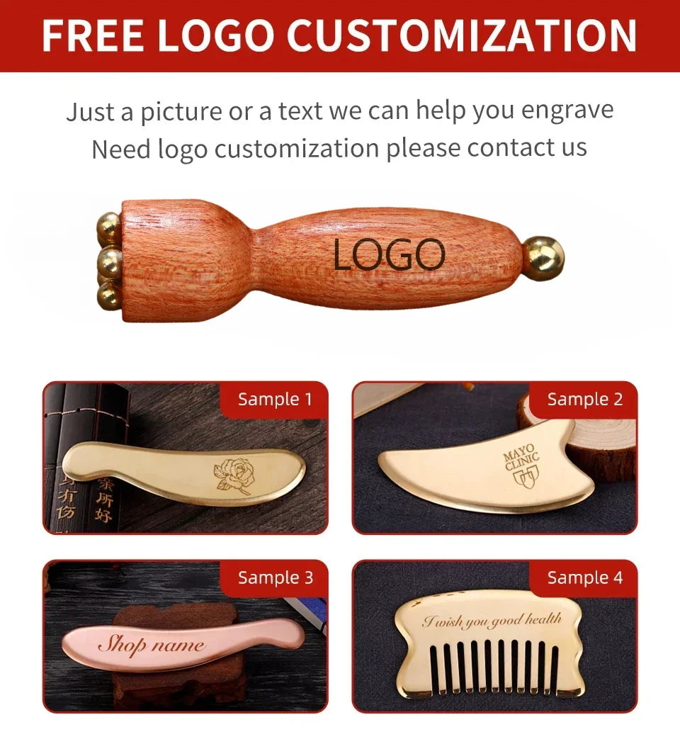 Unlock Radiant Beauty Facial Gua Sha Tool — Professional Brass & Rosewood Eye Relaxation, Spot Treatment & Anti-Aging