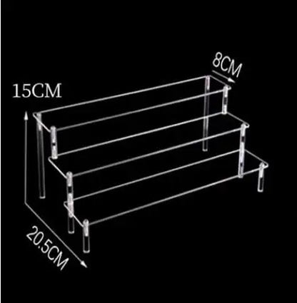 Acrylic Display Stand Rack - 1-4 Tier Transparent Trapezoid Organizer Shelf For Cupcakes, Perfume, Dolls & Collectibles