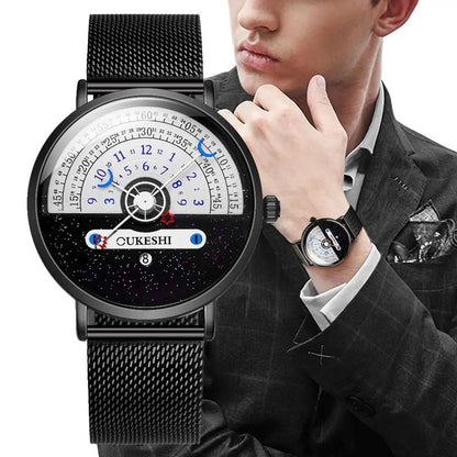 Men’s Fashion Mesh Band Quartz Watch — Business Wristwatch with Calendar Reloj Hombre