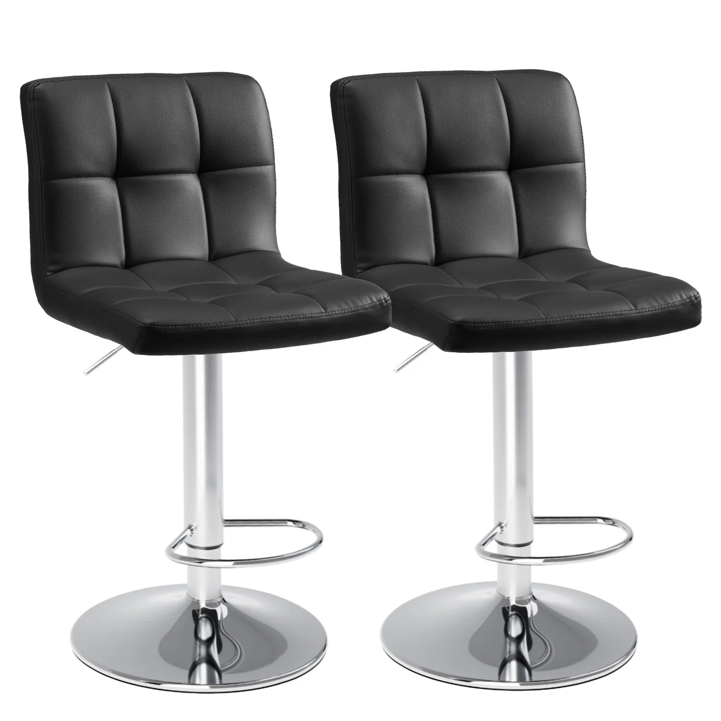 PU Leather Bar Stools Set of 2 – Upholstered Counter Height Stools with Comfortable Backrest, SGS Certified Gas Cylinder