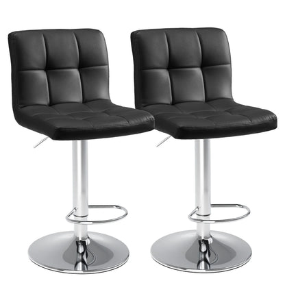 PU Leather Bar Stools Set of 2 – Upholstered Counter Height Stools with Comfortable Backrest, SGS Certified Gas Cylinder