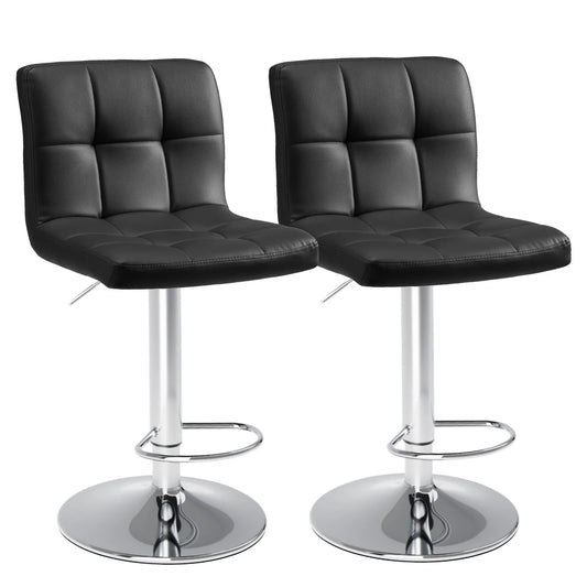 PU Leather Bar Stools Set of 2 – Upholstered Counter Height Stools with Comfortable Backrest, SGS Certified Gas Cylinder