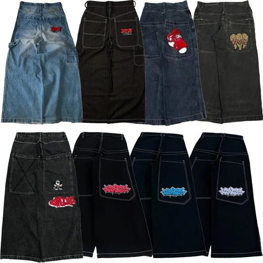 Y2K Baggy Jeans for Men & Women – 2000s Vintage Embroidered High-Quality Hip Hop Wide Leg Streetwear
