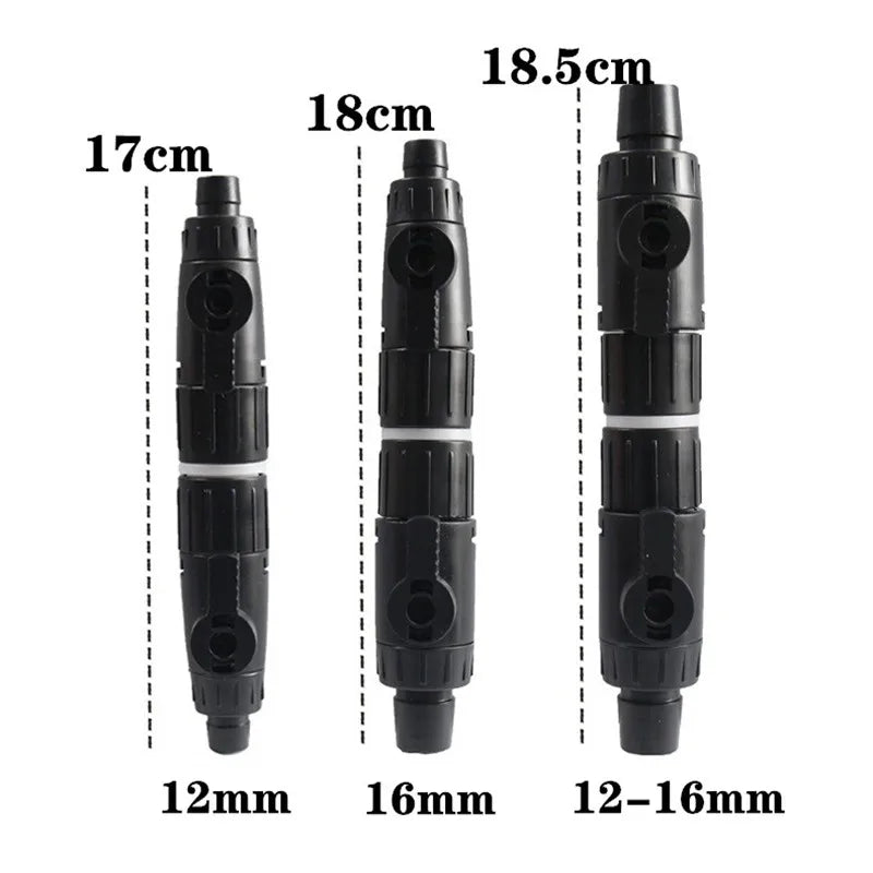 12mm/16mm Double Tap Quick Release Aquarium Valve — No-Leak Water Flow Control & Filter Connector